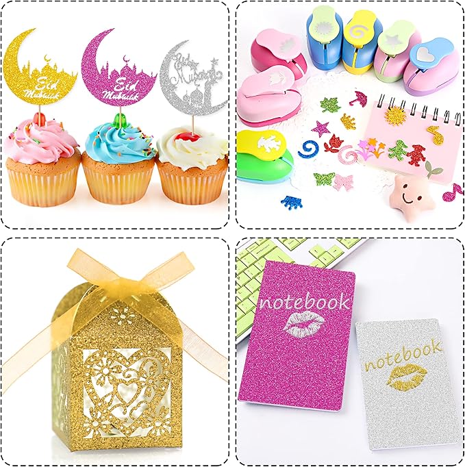 24 Sheets Rose Red Glitter Cardstock Paper, A4 Premium Sparkly Paper for Scrapbook, DIY Projects, Party Decoration, Gift Box Wrapping 250GSM/92lb