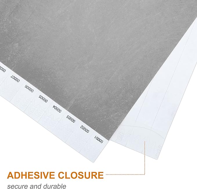 100 Pcs Wristbands, 1-100 Consecutive Numbers Waterproof Tearproof and Printable Wrist Straps Admission Bracelets Tickets (Silver)