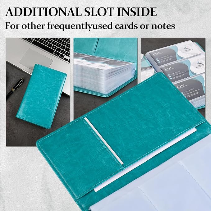 300 Card Capacity Leather Business Card Book Holder Organizer, Card Binder Professional PU Name Card Credit Cards Booklet (Multiple Colors Optional)