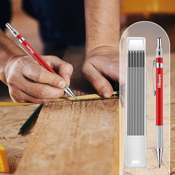 Hiboom 24 Pieces 2.8mm HB Refill for Carpenter Pencil, Study Long Lasting Pencil for Mechanical Pencil Woodworking Construction (Black, White)