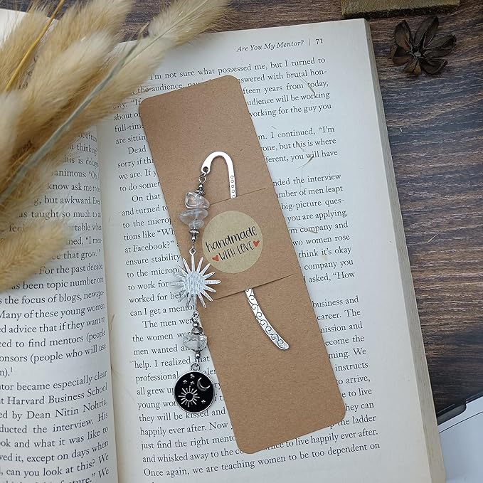 Retro Metal Bookmark for Bookish Gifts Wing Mask Bow and Arrow Charms Book Mark for Book Lover Gifts for Women Men (Sun and Star)