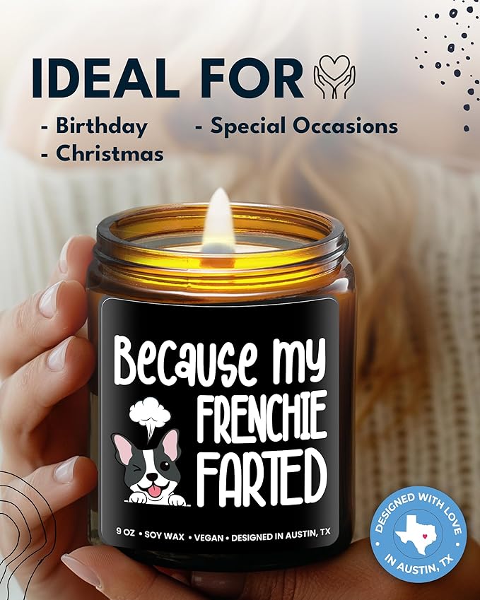 Funny Frenchie Candle, Frenchie Gifts for Women, Frenchie Gifts, Unique French Bulldog Gift Ideas, Frenchie Gifts for Frenchie Lovers, Perfect Frenchie Gifts for Girls, Birthday, Christmas, Gift-Ready
