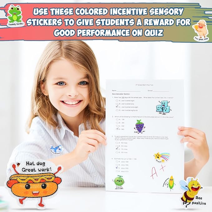 50 Pcs Anxiety Sensory Stickers Calm Stickers Reusable Sensory Strips Adhesive Textured Strips Toys Stress Anxiety Relief Items for Adult Teen Classroom Desk Office Fidget Supplies (Inspiration)