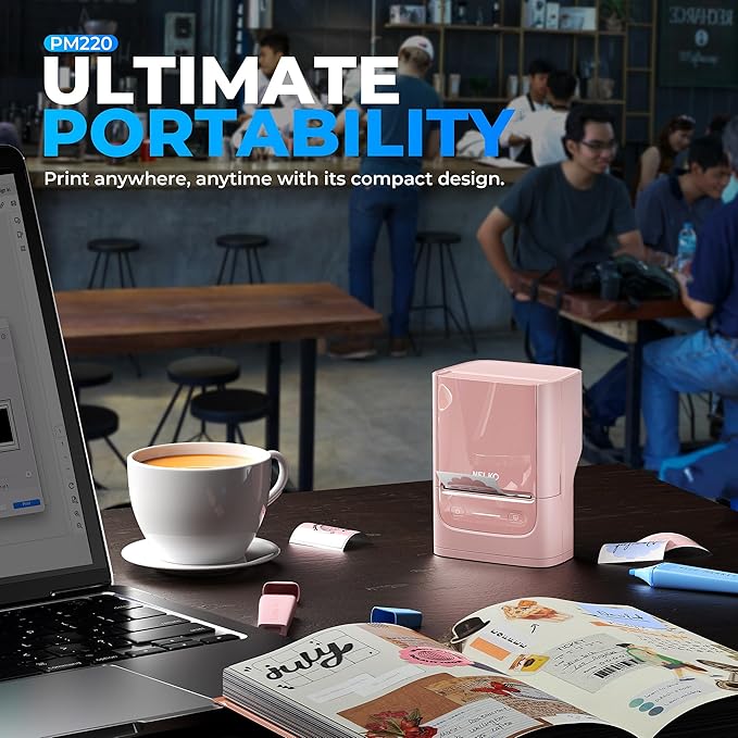 Nelko PM220 Bluetooth Label Maker Machine with Tape, 2 Inch Portable Thermal Printer for Small Business, Address, Logo, Clothing, Sticker Printer for Phones & PC, Pink