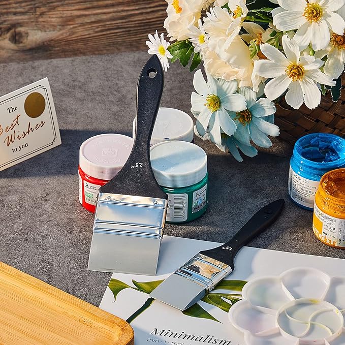 Outus 2 Pieces Silicone Painting Brush Color Shapers for Painting Color Shaper Tool Pointed Edged Solid Flat Flexible and Water Based Drawing Tool for Move Remove Acrylic Paints(1.5 Inch, 2.5 Inch)