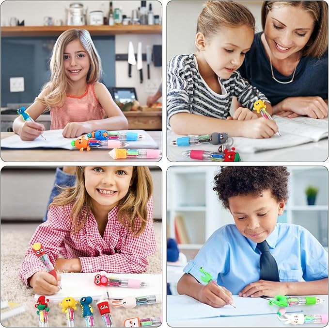 20Pcs Mini Multicolor Pens in One 4-in-1 Cute Pens Bulk for Kids, Ballpoint Pen for Birthdays and Children's Parties, Fun Pens Gifts Assorted Ink Kawaii Pens