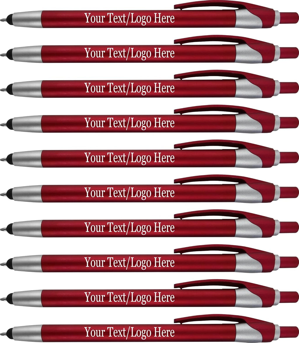 Personalized With your Custom Logo or Text Pens-Pack of 450- for Marketing, Parties, and Events, 2 in 1 Capacitive Stylus & Ballpoint Pen Compatible With Touchscreen Devices, Blue Ink, Red Pens