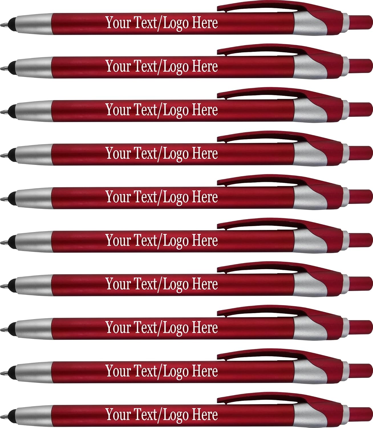 Personalized With your Custom Logo or Text Pens-Pack of 450- for Marketing, Parties, and Events, 2 in 1 Capacitive Stylus & Ballpoint Pen Compatible With Touchscreen Devices, Blue Ink, Red Pens
