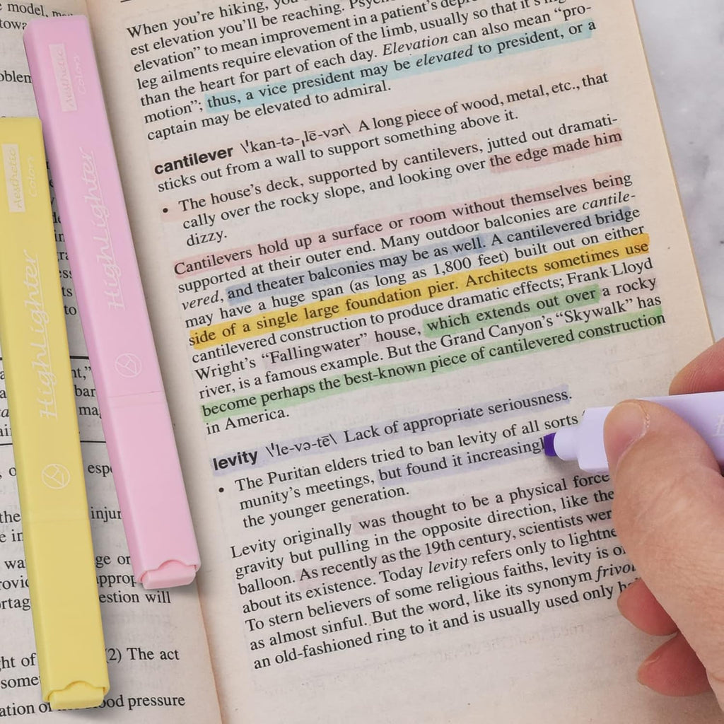 8 Colors Aesthetic Highlighters, 4mm Line Width, Assorted Colors With Soft Chisel Tip, No Bleed Bible, Great for School, Nice to Eyes, Pastel