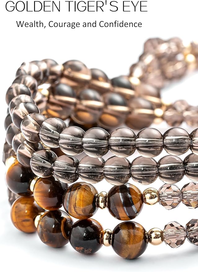 Lanyards for ID Badges and Keys,Natural Stone Beaded Teacher Lanyard for Women,Retractable Lanyard with ID Holder Cute Lanyards for Teachers（Brown）