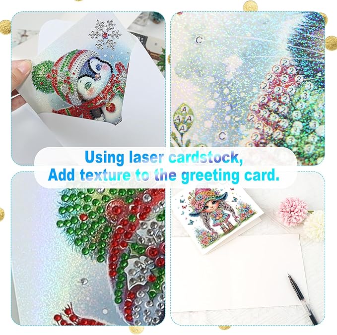 Tontut 6pcs Diamond Art Painting Kit Greeting Card, Butterfly Flower 5D DIY Diamond Handmade Holiday Greeting Card with Envelope, Holiday Gift Congratulation