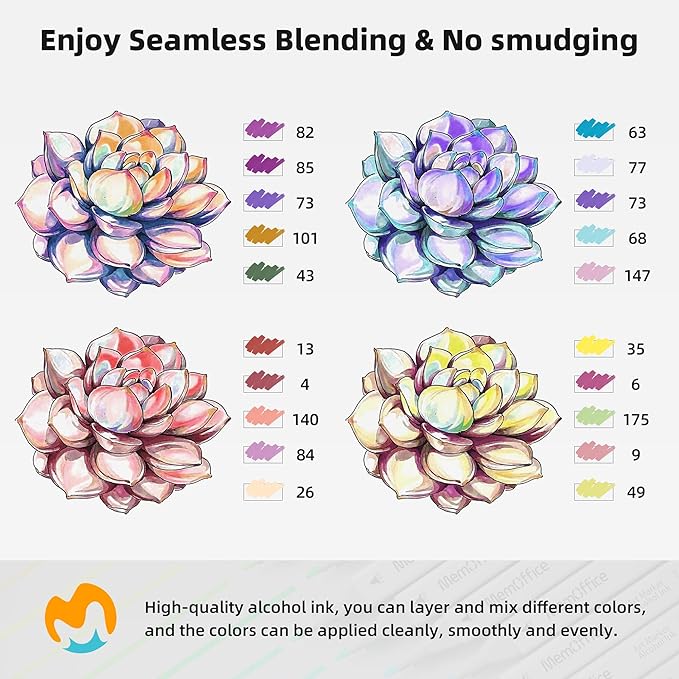 100 Colors Dual Tip Artist Alcohol Markers Set with Carrying Case - Perfect for Coloring, Drawing, Sketching, Card Making and Illustration - Perfect for Adults and Kids