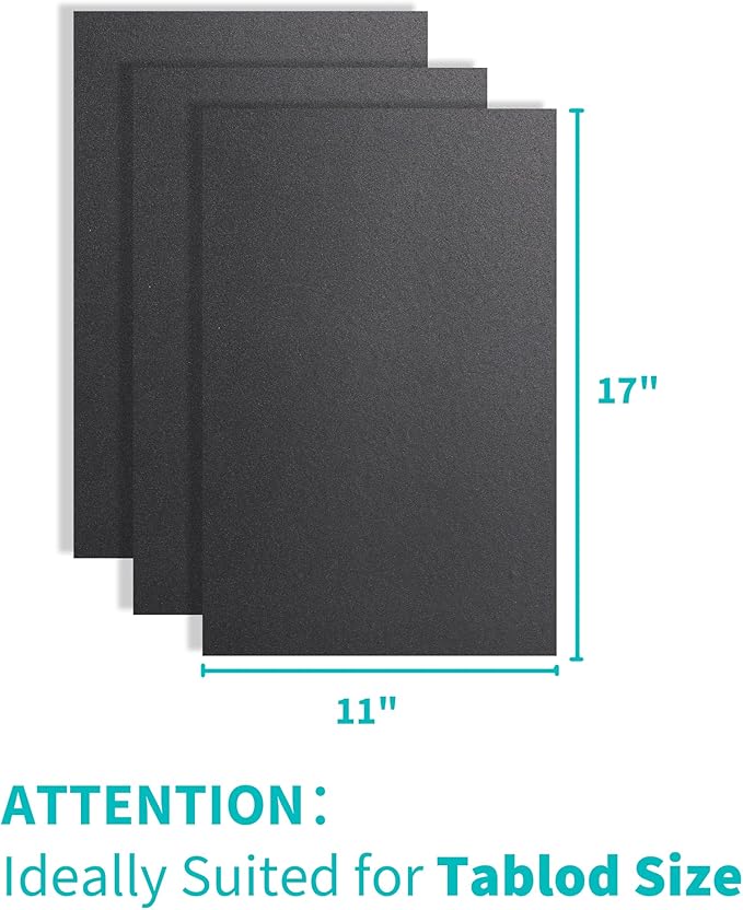 Binditek 100 Pack 16 Mil Sand-Textured Polycover, 11 x 17 Inches Binding Front and Back Covers, Lightly Textured Sand Finish, Heavyduty Binding Presentation Covers, Tabloid, Black
