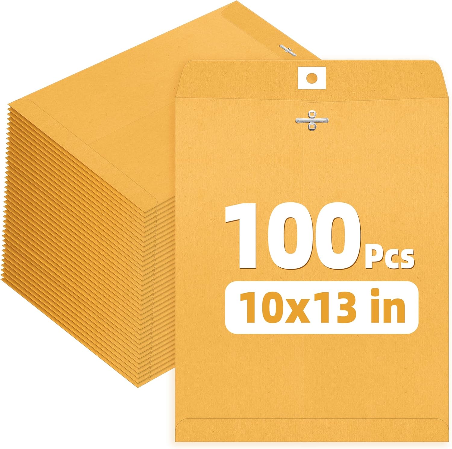 SUNEE 10x13 Clasp Envelopes 100 Count - 10x13 Inch Brown Kraft Envelopes with Clasp Closure – for Home, Office, Business, Legal or School, Great for Filing, Storing or Mailing Documents
