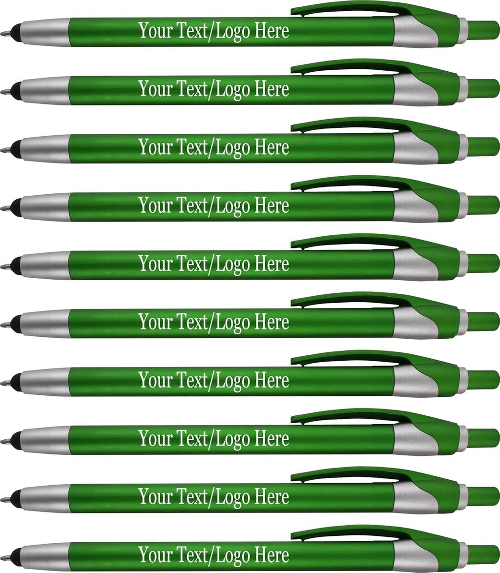 Personalized With your Custom Logo or Text Pens-Pack of 450- for Marketing, Parties, and Events, 2 in 1 Capacitive Stylus & Ballpoint Pen Compatible With Touchscreen Devices, Blue Ink, Green Pens