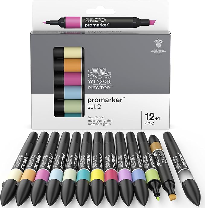 Winsor & Newton ProMarker Set, 12 Count, Essential Colors #2