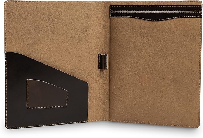 PEGAI Handmade 100% Leather Padfolio, Legal Pad Organizer for Business School Office Conference, Heavy Duty Full Grain Cow Hide Resume Interview Folio, Amazing Gift Idea | Marshall (Iphitos Brown)