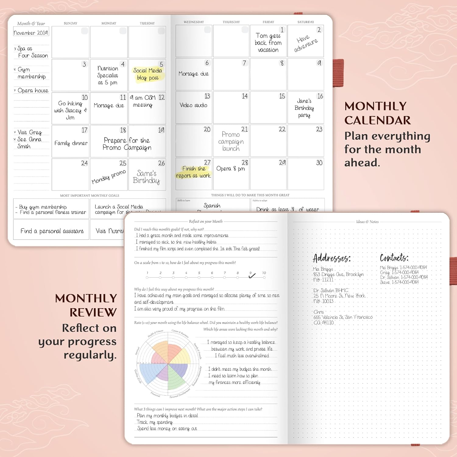 Legend Planner PRO – Deluxe Weekly & Monthly Life Planner to Increase Productivity and Hit Your Goals. Time Management Organizer Notebook – Undated – 7 x 10" Hardcover + Stickers – Rose Gold
