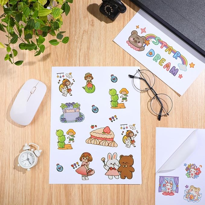 Washi Paper Sticker Paper White Printable Multipurpose Copy Paper Inkjet Printer Compatible Full Sheet Letter Size Labels(30 Pcs,7.2 x 10.1 Inches)