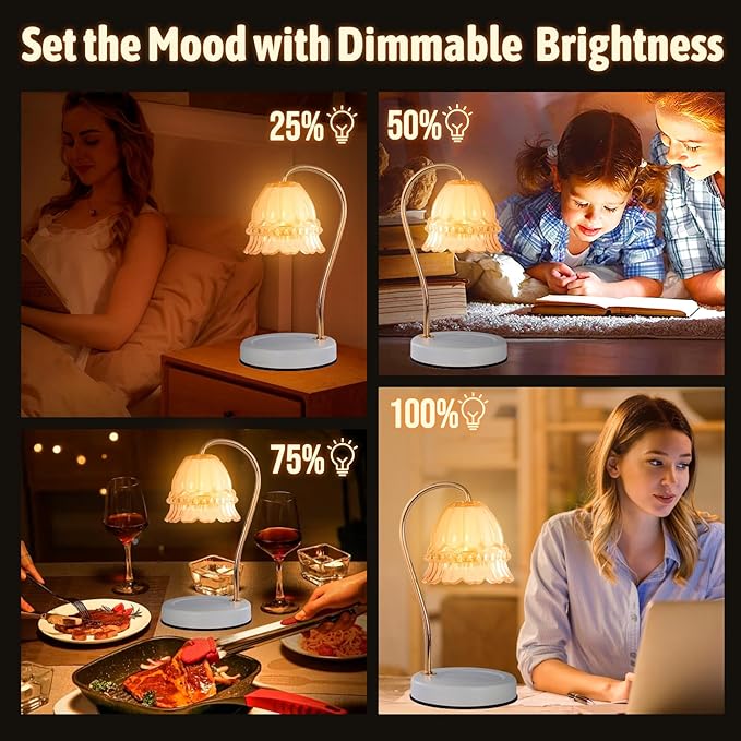 GEEZO Fragrance Candle Warmer Lamp，Electric Candle Warmer with Timer & Dimmer，Mom Christmas Birthday Gifts for Women, House Warming Gifts New Home Bedroom Decor