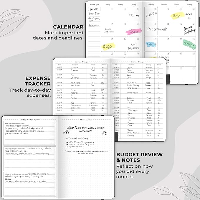 GoGirl Budget Planner – Monthly Financial Planner Organizer Budget Book. Expense Tracker Notebook Journal to Control Money, A5 (Black)