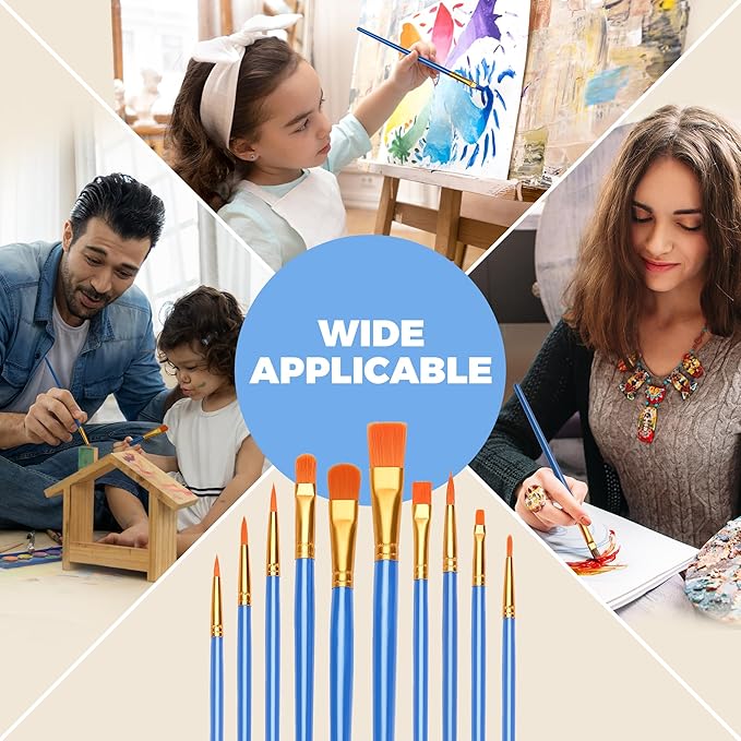 Paint Brushes for Acrylic Painting, Paint Brush Set - 60Pcs, Paint Brushes for Kids, Oil, Watercolor, Perfect Suit of Art Painting, Rock Body Face Nail Art, Best Gift for Kids Adult Drawing