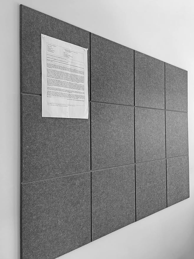 Large Cork Board Alternative - 47"x35" 12 Pack Felt Wall Tiles with Safe Removable Adhesive Tabs, Cork Boards for Walls Cork Board for Office Pin Board Tack Board Cork Board 48 x 36 - Gray