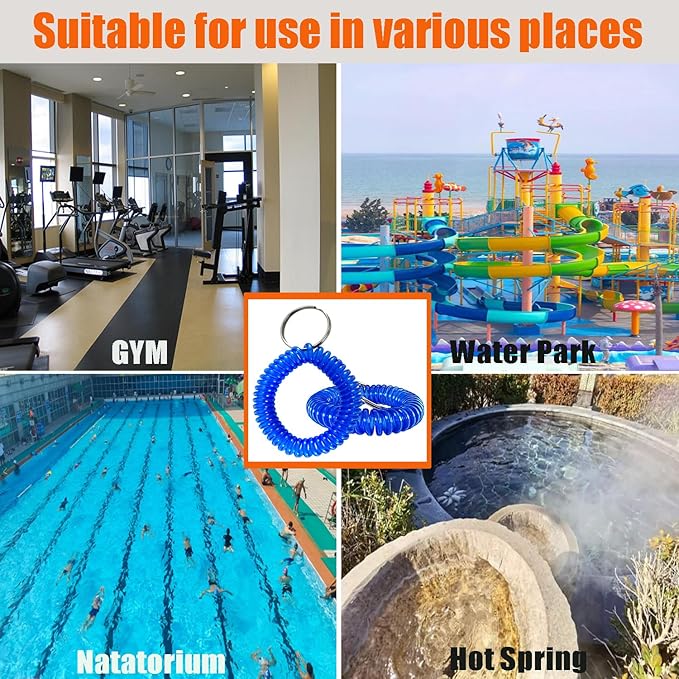 Pack of 36 Colorful Spring Spiral Wrist Coil Key Chain, Wristband Key Ring (Purple)