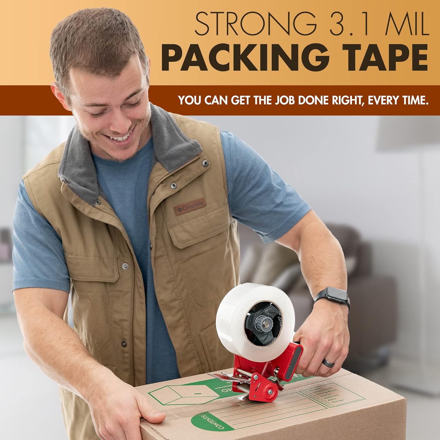 Packstrong Industrial Grade Clear Packing Tape 36 Rolls - Extra Strong - 110 Yards per Roll - 2" Wide x 3.1 mil Thick, Acrylic Adhesive Heavy Duty Tape