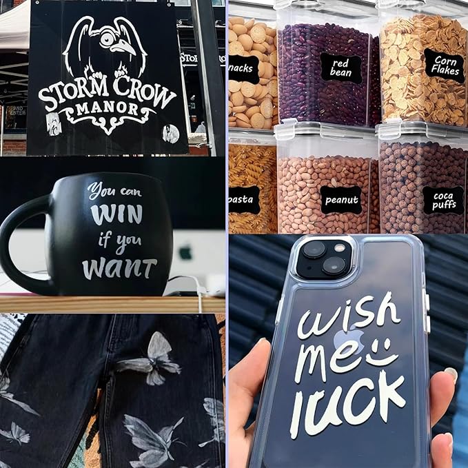 SFAIH White Paint Markers Pens - 4 Pack 2-3MM Medium Tip Acrylic White out Markers for Rock Painting, Wood, Metal, Fabric, Plastic, Canvas, Glass, Ceramic, Diy Crafts, Drawing, Tire, Correction