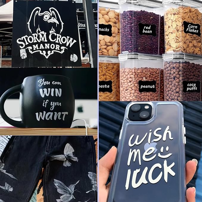 SFAIH White Paint Markers Paint Pens - 8 Pack Acrylic Permanent Marker for Rock Painting, Wood, Metal, Fabric, Plastic, Canvas, Glass, Ceramic, Art Projects, 2-3MM Medium Tip & 0.7mm Extra Fine Tip