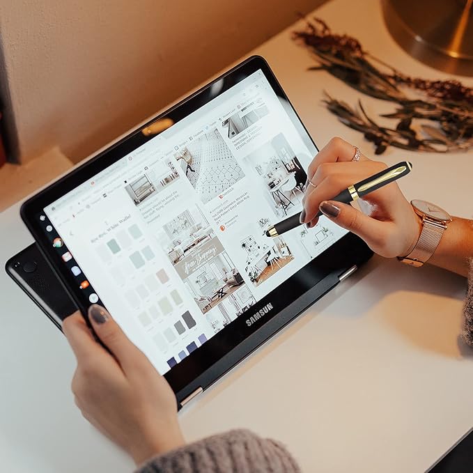 Gel Ink Rollerball Stylus Pen - 18 Pack,0.38mm Gel Pen Extra Fine Point,2 in 1 Capacitive Stylus Pen,Black Ink,Writing Smoothly for Office,Business,Gift,Metal Gold Clip,Kaka Rabbit