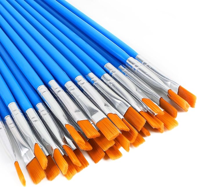 Paint Brushes Set for Acrylic Painting, 30 Pcs Art Paint Brush Flat Acrylic Painting Brush, Nylon Paint Brushes for Kids Adults Oil Watercolor Rock Painting Body Face Nail Art