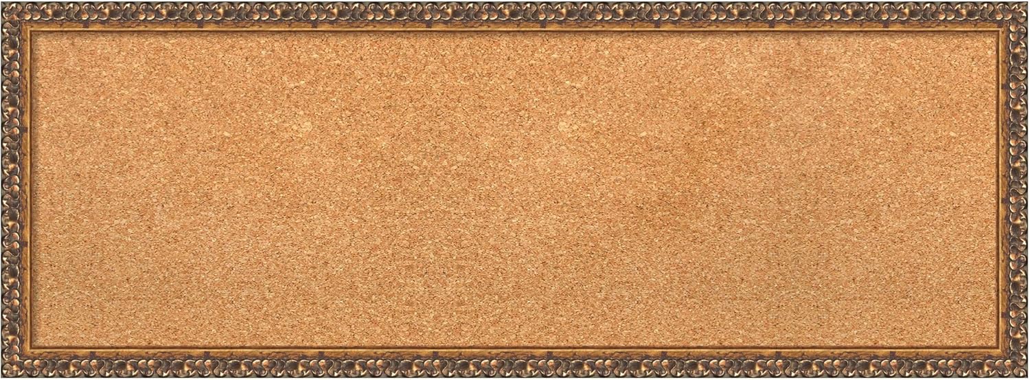 Amanti Art Natural Cork Board for Wall, 14x38 Vision Board with Bronze Frame, Medium Corkboard Office Decor for Home Organization, Traditional Corkboard Pinboard to Display Items for Home