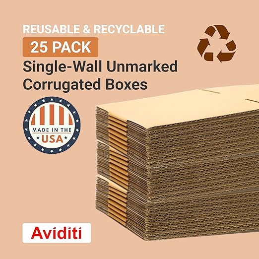 AVIDITI 24x8x6 Long Corrugated Boxes, Long, 24L x 8W x 6H, Pack of 25 | Shipping, Packaging, Moving, Storage Box for Home or Business, Strong Wholesale Bulk Boxes