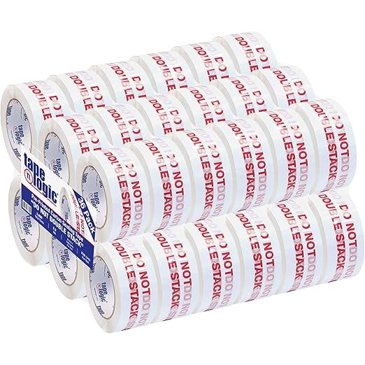 Aviditi Tape Logic 2 Inch x 110 Yard 2.2 Mil Red/White, Heavy Duty Packing Tape, "Do Not Double Stack" 36 Pack, Perfect for Packing, Shipping, Moving, Home and Office