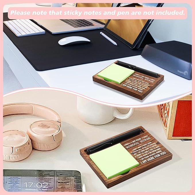 School Nurse Sticky Note Holder Wooden Notepad & Pen Holder 6.5" x 4.7" Sticky Note Pad Holder Dispenser for Desk School Nurse Work Gifts, NPA188