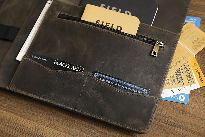 Personalized Leather Padfolio for Lefty, Business Portfolio Binder with Clipboard, Legal Pad Portfolio Folder for Men/Women - Grey