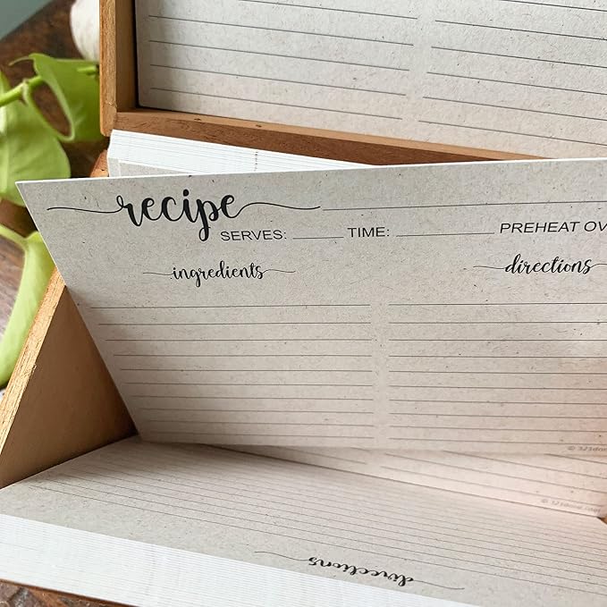 321Done 5" x 7" Recipe Cards (Set of 50) - Extra Large Double-Sided Premium Card Stock - Made in USA - Script Font Minimalist, Large Kraft Tan