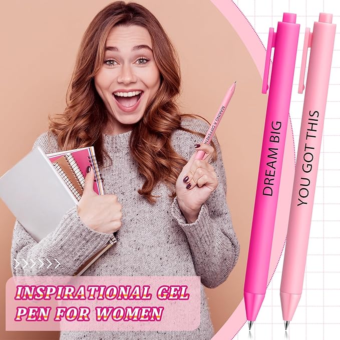50 Pcs Gel Ink Pens Motivational Inspirational Quote Pen Retractable Rolling Ball Smooth Writing for Coworkers Supplies Office Home(Elegant Color,Boss Lady)