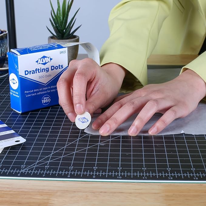 ALVIN Drafting Dots Model DM123 Low Tack Adhesive, Ideal for Drafting, Tracing, Drawing, and Household Use, Easy Removal with No Residue - 500 Dots, 7/8-inch Diameter