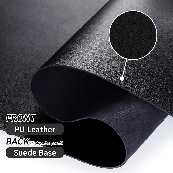 Leather Desk Pad, Black Desk Mat, Non-Slip Desk Protector Mat, Leather Desk Blotter, Computer Desk Pad, Waterproof Desk Mat for Home Office and Decor(31.5×15.7 Inches)
