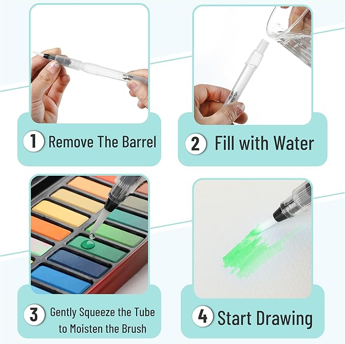 Mr. Pen- Watercolor Brush Pens, 9 pcs, Watercolor Brushes Set, Watercolor Pens for Adults, Water Brush Pen, Water Color Pens, Watercolor Brush Set, Refillable Brush Pen, Water Brushes for Watercolor
