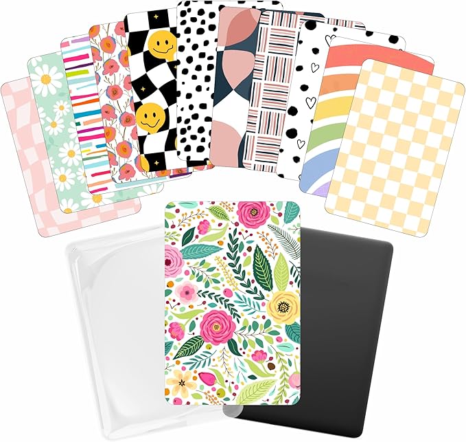 E-reader Cardstock Paper Inserts for Clear Case | 12 pk 4.88 x 6.73” inches Paper White 11th Generation 6.8" Screen Compatible Put Behind Case Colorful Floral Designs Change Out