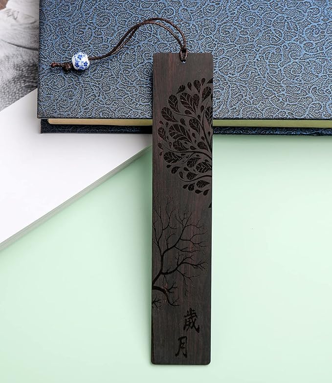 Wooden Bookmark Engraved Book Mark Vintage Style Best Unique Gifts Set for Book Lovers,Women,Men,Teacher,Birthday Present