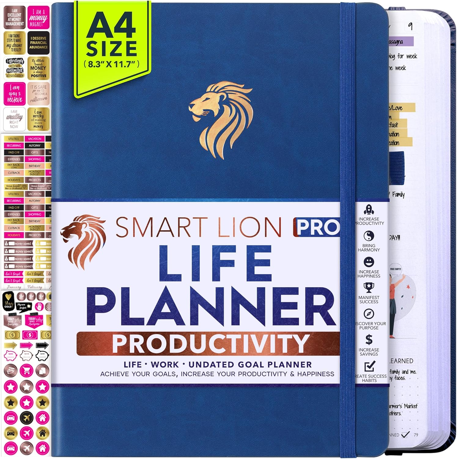 Life Planner - Undated Daily, Weekly & Monthly Planner with Budget Section | A 12 Month Journey to Increase Productivity & Happiness | Life Organizer & Gratitude Journal - Horizontal Format