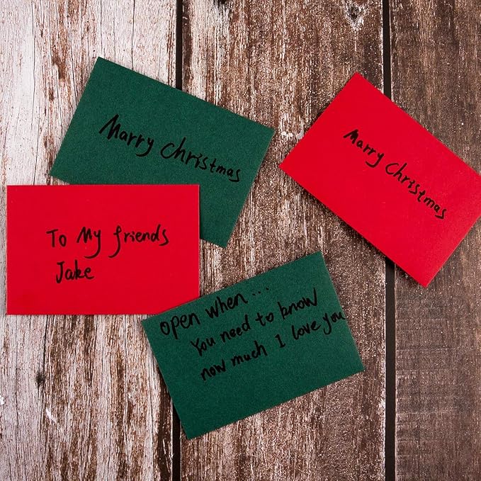 120 Pack Mini Envelopes Christmas Red and Green Envelopes Self-Adhesive Kraft Paper Tiny Pockets for Holiday Small Gift Cards Invitations Business Notes(4.13"×2.76") (Green)
