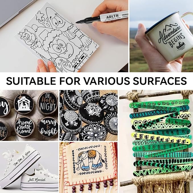 Permanent Markers Bulk with Fine Tip, Bulk Pack of 84 with Black, Works on Plastic,Wood,Stone,Metal and Glass for Doodling, Coloring as Office, School Supplies