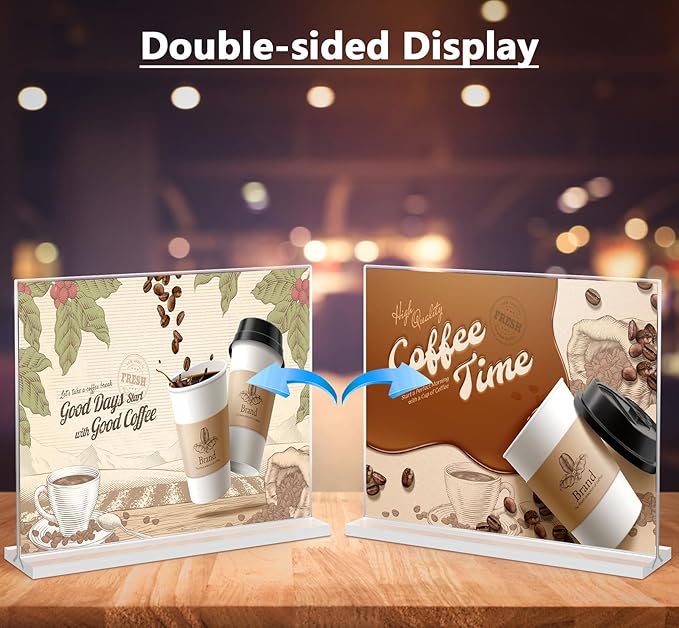 MaxGear 8.5 X 11 Acrylic Sign Holder Horizontal 12Pack, Double Sided Display Stand, Clear Table Sign Holders Flyer Menu Holders, Plastic Paper Holder Picture Frame for Office, Store, Restaurant