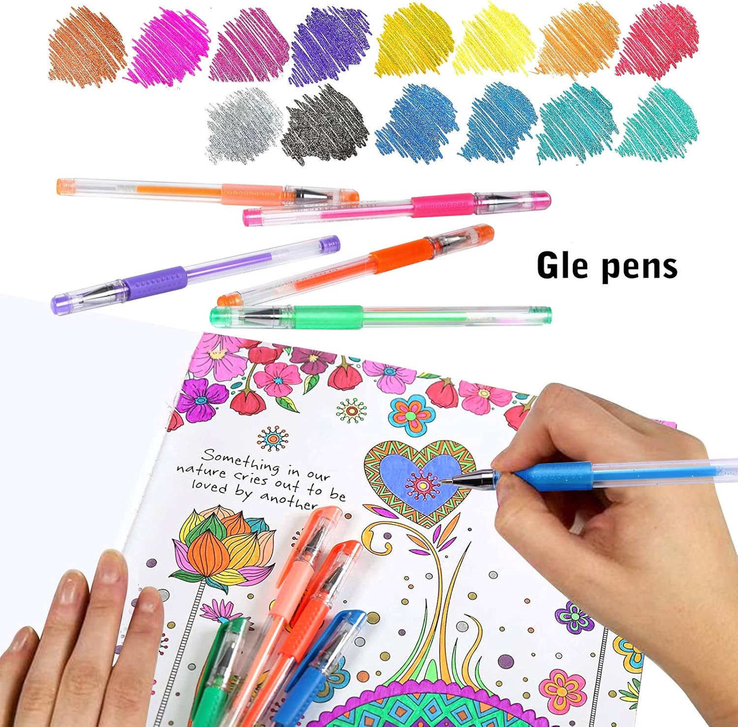 200 Pack Gel Pen Set 100 Colored Gel Pen with 100 Refills,Glitter Gel pens 40% More Ink with Canvas Bag for Kids Coloring Books Drawing Crafts Scrapbooks Journaling Planner